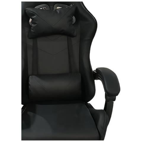 Sedia Gaming Da Scrivania Con Poggiapiedi E Cuscino Lombare E Cervicale Nero - Foto 2