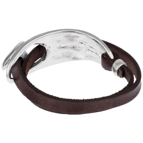 Bracciale In Argento E Pelle Gd Doppio Giro In Zama Marrone - Foto 3