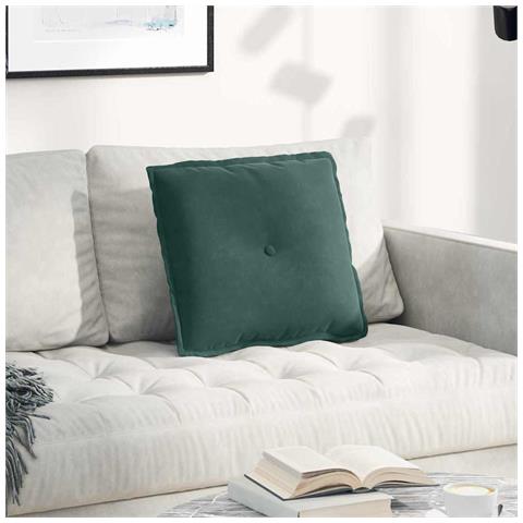 Cuscino per Schiena Verde Scuro 50 x 45 cm Tessuto in Cords - Foto 2