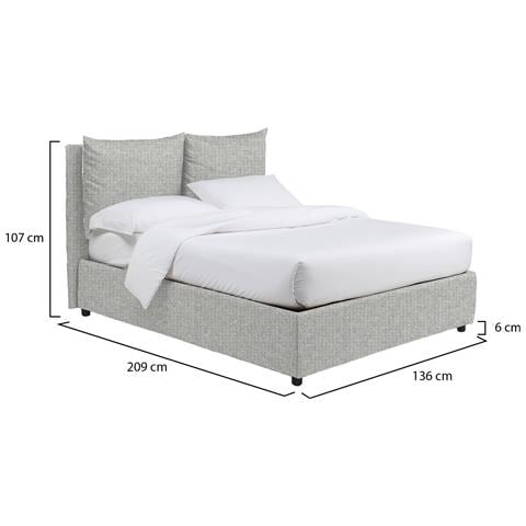 Diamante - Letto Piazza E Mezza Sfoderabile, Grigio Chiaro - Foto 4