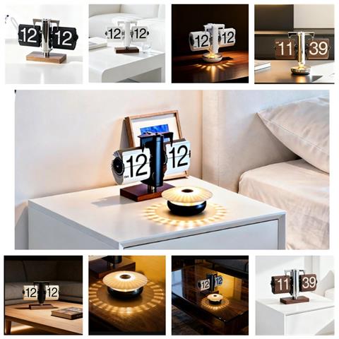 Orologio A Ribalta Multifunzionale Con Luce Ambientale Combinata Comodino Luce Notturna - Foto 7