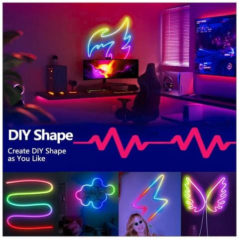 Striscia Neon Flessibile Rgb Da 10m Con Sincronizzazione Musica Bluetooth E Telecomando 2.4g - Foto 2