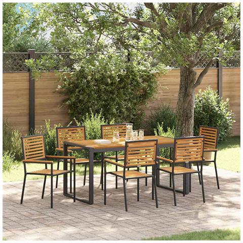 Set da Pranzo per Giardino 7 pcs Nero e Marrone polyrattan - Foto 2