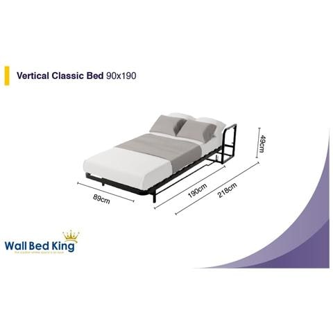 Letto a Scomparsa Verticale Classic 90 x 190 - Meccanismo a Pistone a Gas, Supporta fino a 250kg, Design Salva-spazio, Montaggio Facile, Compatibile con Materassi (Spessore Fino a 30cm) - Foto 4