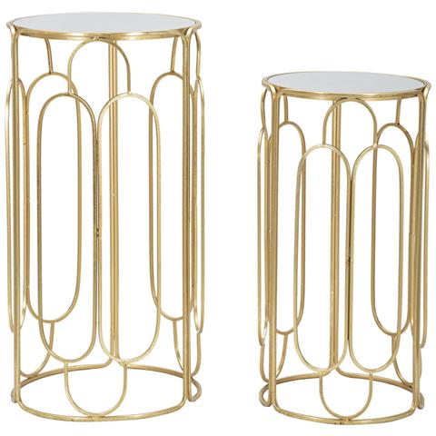 Set Di Tavolini Vkh555-oro-metallo-36,5x36,5x70 Cm - Foto 1