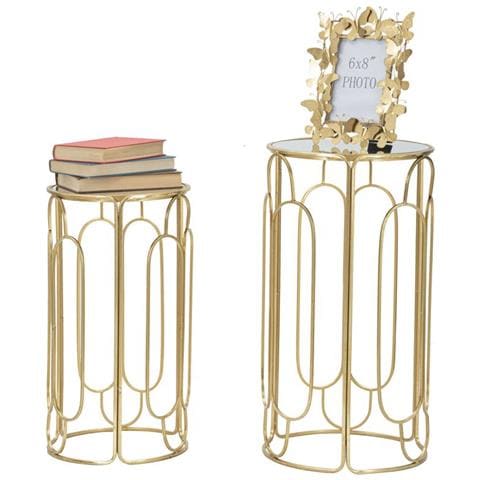 Set Di Tavolini Vkh555-oro-metallo-36,5x36,5x70 Cm - Foto 2