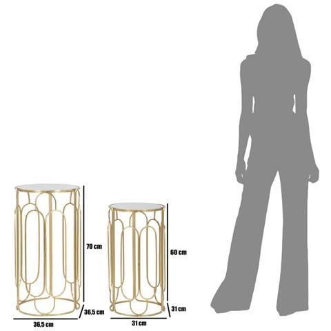 Set Di Tavolini Vkh555-oro-metallo-36,5x36,5x70 Cm - Foto 8