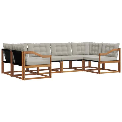 Set di divani da esterno 6 pcs Grigio Naturale e Chiaro - Foto 1