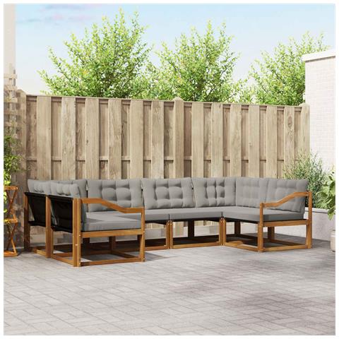 Set di divani da esterno 6 pcs Grigio Naturale e Chiaro - Foto 2