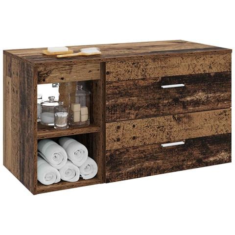 Set di mobili per il bagno 2 pcs Legno antico - Foto 2