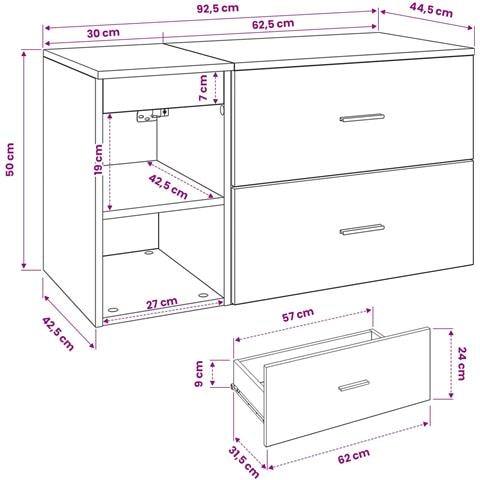 Set di mobili per il bagno 2 pcs Legno antico - Foto 8