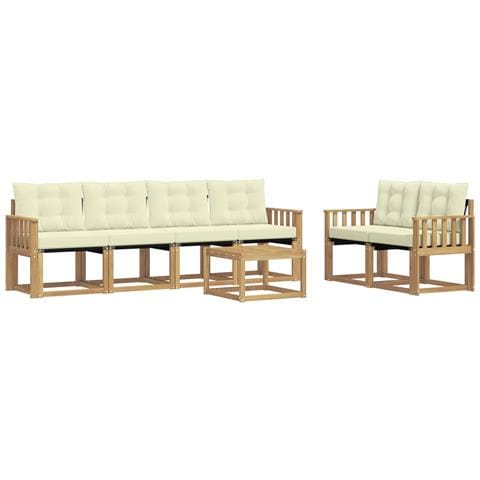 Set di divani da esterno con cuscino 7 pcs Bianco e Crema - Foto 1
