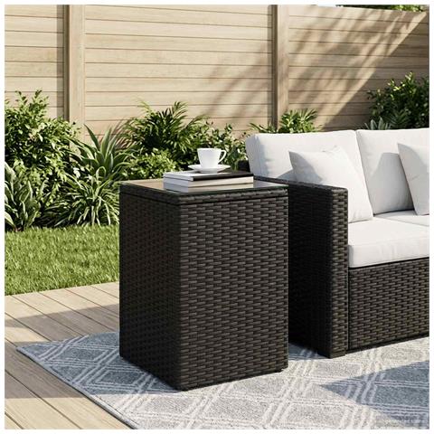 Tavolo laterale Nero polyrattan - Foto 2