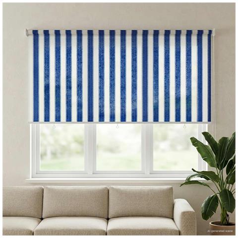 Tenda a Rullo Esterno Blocco UV 90% Strisce Blu e Bianche HDPE - Foto 2