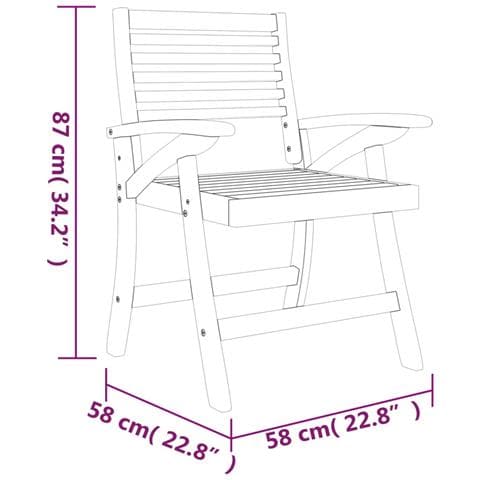 Sedie da Giardino 2 pz 58x58x87 cm Legno Massello di Acacia - Foto 7