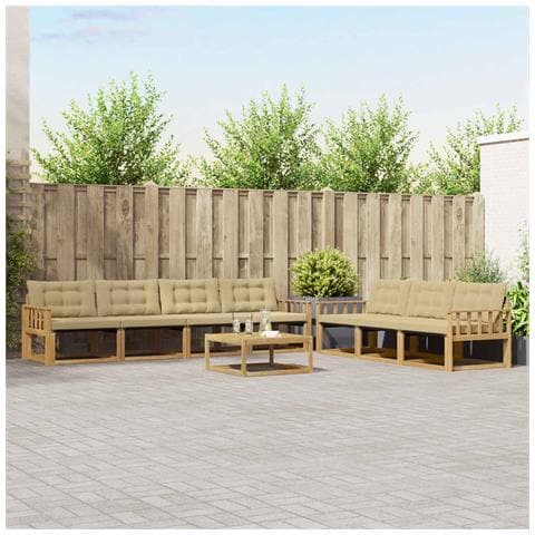 Set di divani da esterno 8 pcs Bianco e Beige - Foto 2