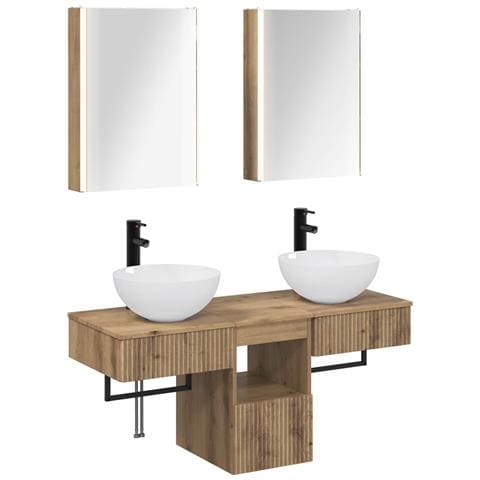 Set di Armadi da Bagno 5 pcs Rovere Artigianale - Foto 1