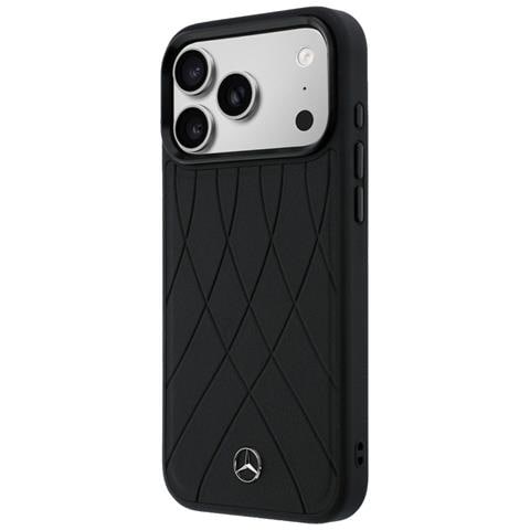 Custodia Nera In Pelle Mercedes-benz Con Linee Incrociate Magsafe Per Iphone 17 Pro Max - Foto 2