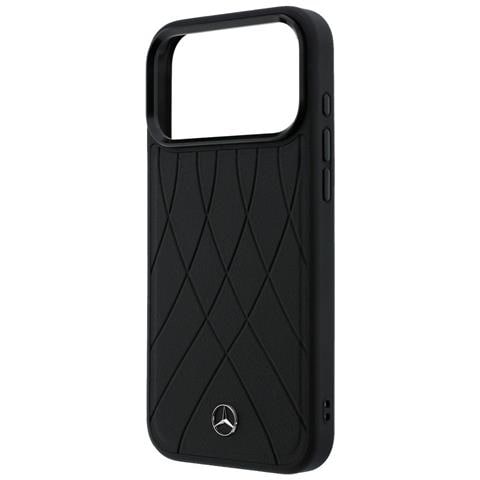 Custodia Nera In Pelle Mercedes-benz Con Linee Incrociate Magsafe Per Iphone 17 Pro Max - Foto 1