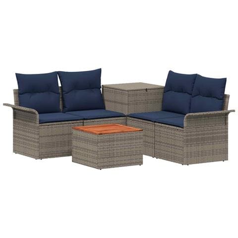 Set di divani 6 pz 4-Numero di posti Grigio e Blu Navy - Foto 1