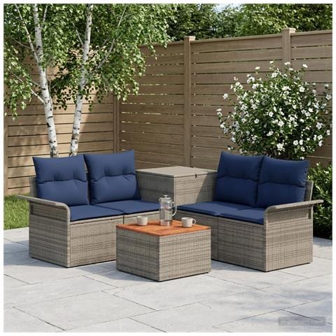 Set di divani 6 pz 4-Numero di posti Grigio e Blu Navy - Foto 10