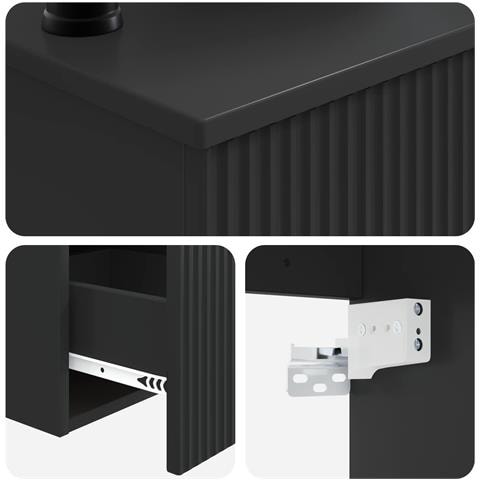 Set di mobili per il bagno 3 pz Nero Legno ingegnerizzato - Foto 10