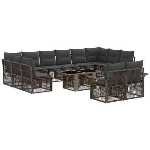 Set Divano da Giardino 13 pz Grigio e Grigio Scuro polyrattan - Foto 1