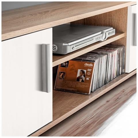 Parete Attrezzata Porta TV con Luci LED Rovere Sonoma e Bianco - Foto 2