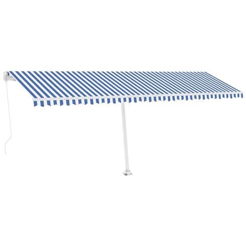 Tenda da Sole Retrattile Manuale con LED 600x300cm Blu e Bianco - Foto 1