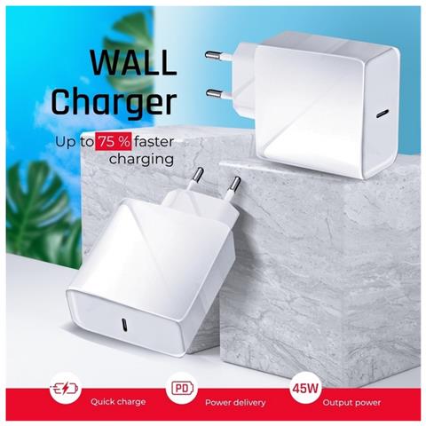 Caricabatterie Faster Charging Originale Ultra Rapido Casa Da Rete Usb-cpd45w 45w White - Foto 5