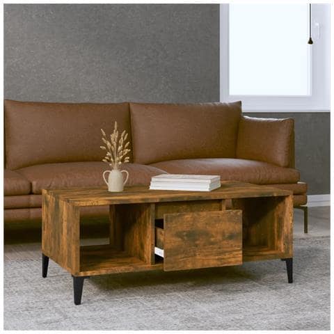 Tavolino Da Salotto Rovere Fumo 90x50x36,5 Cm Legno Multistrato - Foto 2