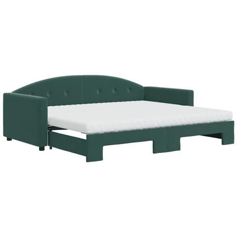 Divano Letto Estraibile Materassi Verde Scuro 90x200 Velluto - Foto 1