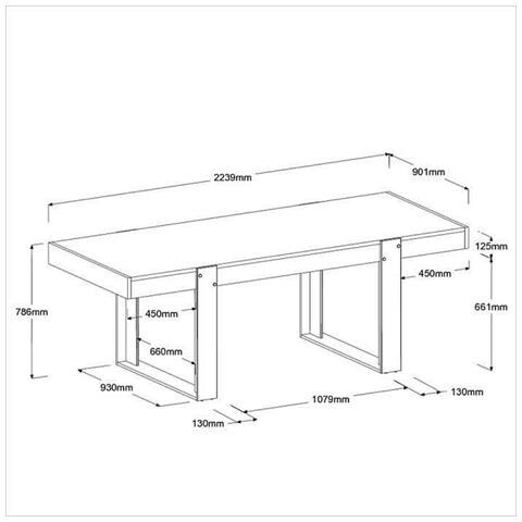 Credenza 3 Ante + Tavolo Loft Rettangolare Per 8 Persone - Melaminico Rovere Artigianale E Grigio - Foto 2