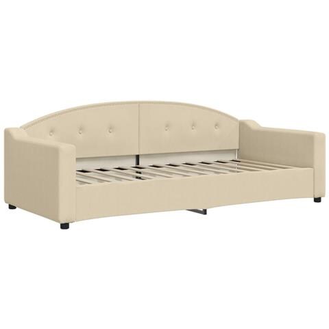 Divano Letto Con Materasso Crema 90x200 Cm In Tessuto - Foto 9