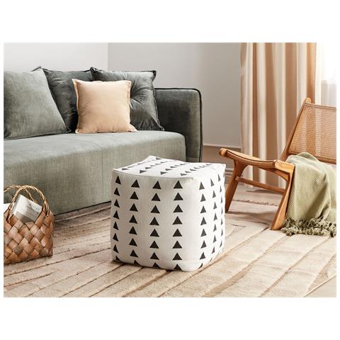 Pouf Tarodi Cotone Bianco Sporco - Foto 1