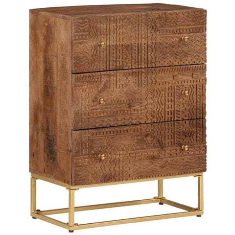Cassettiera 55x30x76 Cm In Legno Massello Di Mango E Ferro - Foto 1