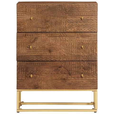 Cassettiera 55x30x76 Cm In Legno Massello Di Mango E Ferro - Foto 3