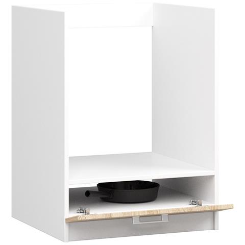 Mobile da cucina per incasso del forno LIMA, 1 anta, 60x55x82 cm, Colore Bianco e Sonoma Quercia - Foto 2