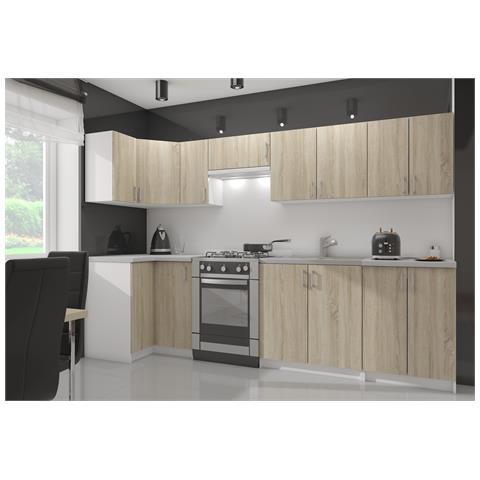 Mobile da cucina per incasso del forno LIMA, 1 anta, 60x55x82 cm, Colore Bianco e Sonoma Quercia - Foto 5