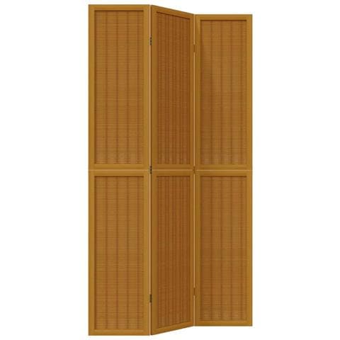 Divisorio Ambienti 3 Pannelli Marrone Scuro Massello Paulownia - Foto 2