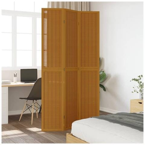 Divisorio Ambienti 3 Pannelli Marrone Scuro Massello Paulownia - Foto 3