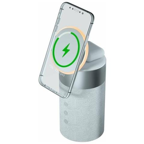 Doppio Caricatore Wireless 20w Compatibile Magsafe Speaker Bluetooth, Argento - Foto 2