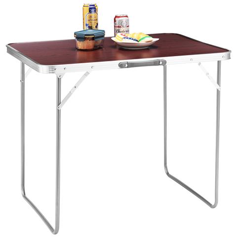 Tavolo Campeggio Picnic Con Maniglia Effetto Legno 60x80x68cm Pieghevole Esterni - Foto 1