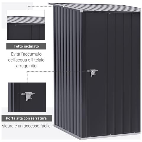 Casetta Da Giardino Porta Attrezzi In Lamiera Di Acciaio Con Serratura, 100x103x160cm - Foto 6