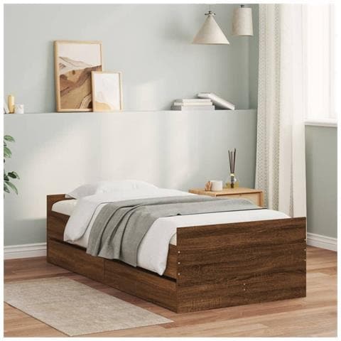 Giroletto Con Cassetti Rovere Marrone 75x190 Cm Small Single - Foto 1