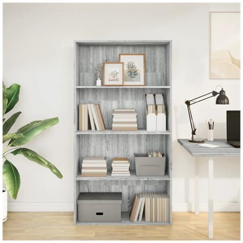 Libreria Grigio Sonoma 80x30x152 Cm In Legno Multistrato - Foto 3