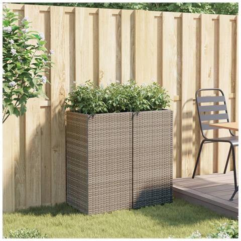Fioriere Da Giardino 2 Pz Grigie 40x40x80 Cm In Polyrattan - Foto 3