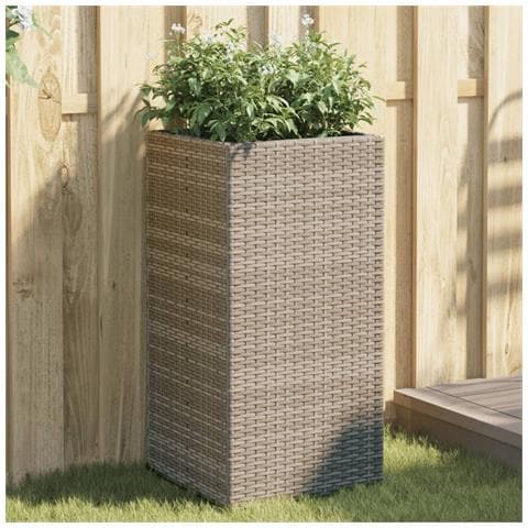 Fioriere Da Giardino 2 Pz Grigie 40x40x80 Cm In Polyrattan - Foto 1