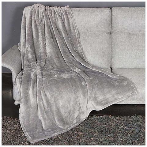 Coperta Plaid Kanguru Fluffi in Tessuto Pile Grigio 130x170cm Singolo Divano - Foto 1