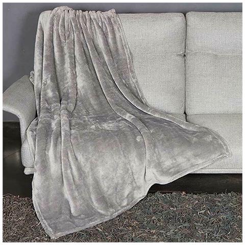 Coperta Plaid Kanguru Fluffi in Tessuto Pile Grigio 130x170cm Singolo Divano - Foto 2